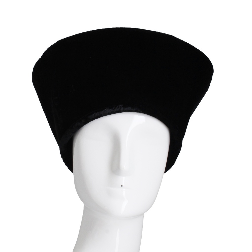 Vintage Norma Kamali Hat Black Velvet High Brim Cossack Style Rare 90s Size S